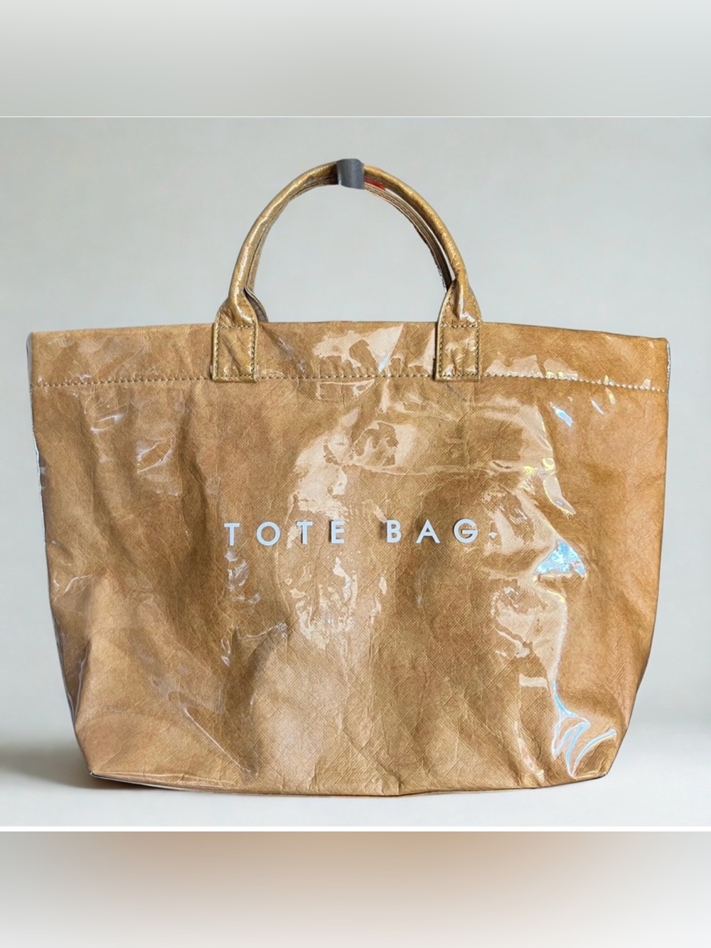 TAN GLOSSY EVERYDAY TOTE BAG